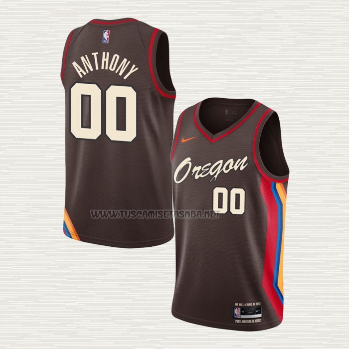 Camiseta Carmelo Anthony NO 00 Portland Trail Blazers Ciudad 2020-21 Marron